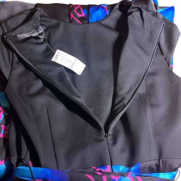 WHBM Dress NWT Women's Size 10 Petite Handkerchief-Hem Midi Electric Floral - Picture 5 of 8